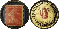 World Coins - Coin, France, Emailleries Aubry, Saultain, 10 Centimes, Timbre-Monnaie