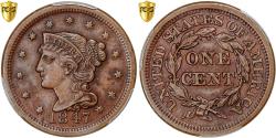 Us Coins - Coin, United States, Braided Hair Cent, 1847, Philadelphia, PCGS, AU55