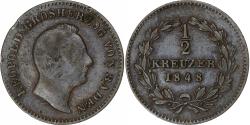 World Coins - German States, BADEN, Leopold I, 1/2 Kreuzer, 1848, Copper, , KM:213