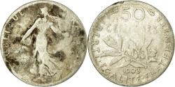 World Coins - Coin, France, Semeuse, 50 Centimes, 1903, Paris, , Silver, KM:854