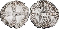 World Coins - France, Henri III, 1/4 Ecu croix de face, 1587, Nantes, Silver,