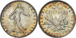 World Coins - Coin, France, Semeuse, 50 Centimes, 1917, Paris, , Silver, KM:854