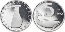 World Coins - Coin, Italy, 5 Lire, 1993, Rome, Proof, , Aluminum, KM:92