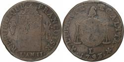 World Coins - France, Sol à la balance Françoise, 1793 / AN II, Bayonne, Copper,