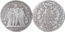 World Coins - Coin, France, Union et Force, 5 Francs, AN 8/5, Bayonne, , Silver