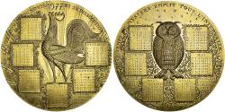 World Coins - France, Medal, Calendrier, La Chouette et le Coq, Animalière, 1977,
