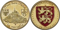 World Coins - France, Medal, Le Mont-Saint-Michel - La Merveille, Steel, Colourized,