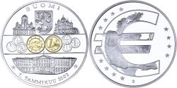 World Coins - Finland, Medal, Adoption de l'Euro, 2002, Silver Plated Copper,