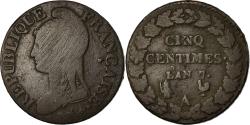 World Coins - Coin, France, Dupré, 5 Centimes, AN 7, Paris, , Bronze, KM:640.1