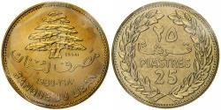 World Coins - Lebanon, 25 Piastres, 1980, Monnaie de Paris, Pattern, Brass, , KM:E13