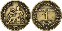 World Coins - France, Franc, Chambre de commerce, 1926, Paris, Aluminum-Bronze,