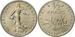 World Coins - Coin, France, Semeuse, 1/2 Franc, 1975, Paris, série FDC, , Nickel