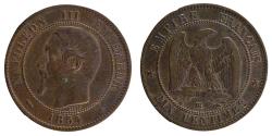 World Coins - Coin, France, Napoleon III, Napoléon III, 10 Centimes, 1854, Strasbourg
