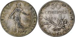 World Coins - Coin, France, Semeuse, 50 Centimes, 1907, Paris, , Silver, KM:854