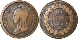 World Coins - Coin, France, Dupré, Decime, AN 5, Paris, , Bronze, KM:644.1