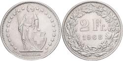 World Coins - Switzerland, 2 Francs, Helvetia, 1968, Bern, Copper-nickel,