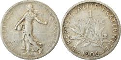 World Coins - Coin, France, Semeuse, Franc, 1906, Paris, , Silver, KM:844.1