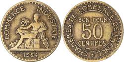 World Coins - Coin, France, Chambre de commerce, 50 Centimes, 1924, Paris,