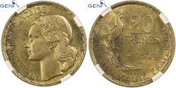 World Coins - France, 20 Francs, Guiraud, 1950, Beaumont - Le Roger, 4 Faucilles