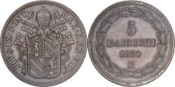 World Coins - Papal States, Pius IX, 5 Baiocchi, 1854, Rome, Copper,