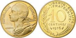 World Coins - France, 10 Centimes, Marianne, 1976, Paris, Aluminum-Bronze,