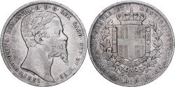 World Coins - Italian States, SARDINIA, Vittorio Emanuele II, 5 Lire, 1851, Genoa, Silver