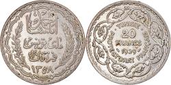 World Coins - Coin, Tunisia, Ahmad Pasha Bey, 20 Francs, 1939, Paris, , Silver