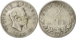 World Coins - Coin, Italy, Vittorio Emanuele II, 2 Lire, 1863, Torino,,Silver,KM 6a.2