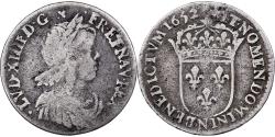 World Coins - France, Louis XIV, 1/12 Ecu à la mèche longue, 1652, Montpellier, Silver