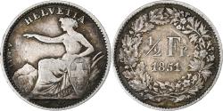 World Coins - Switzerland, 1/2 Franc, Helvetia, 1851, Silver, , KM:8
