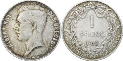 World Coins - Belgium, Albert I, Franc, 1912, Brussels, Silver, , KM:72