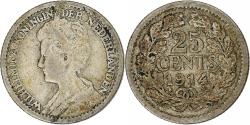 World Coins - Netherlands, Wilhelmina I, 25 Cents, 1914, Utrecht, Silver, , KM:146