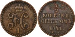 World Coins - Coin, Russia, Nicholas I, 1/2 Kopek, 1841, Saint-Petersburg, , Copper