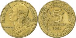 World Coins - France, 5 Centimes, Marianne, 1983, Paris, Aluminum-Bronze,