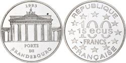 World Coins - France, 100 Francs / 15 Écus, Porte de Brandebourg, 1993, Monnaie de Paris, BE
