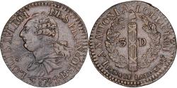 World Coins - France, Louis XVI, 3 Deniers, 1792 / AN 4, Lyon, DL, Copper,