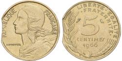 World Coins - France, 5 Centimes, Marianne, 1966, MDP, Clipped, Bronze-Aluminium,