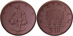 World Coins - Weimar Republic, Stadt Kitzingen, 3 Mark, 1921, , Porcelain