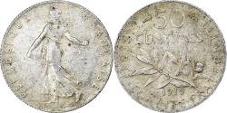 World Coins - France, 50 Centimes, Semeuse, 1919, Paris, Silver, , Gadoury:420