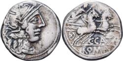 Ancient Coins - Roman Republic, Porcia, Denarius, 123 BC, Rome, Silver,