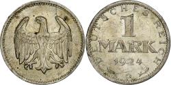 World Coins - GERMANY, WEIMAR REPUBLIC, Mark, 1924, Karlsruhe, Silver, , KM:42