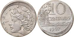 World Coins - Coin, Brazil, 10 Centavos, 1967, error off center strike,
