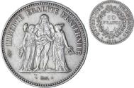 World Coins - France, 50 Francs, Hercule, 1974, Paris, Avers 20 francs, Silver,