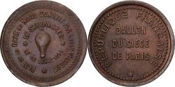 World Coins - France, Module de 10 Centimes, Ballon, le Steenackers, 1871, Paris, Bronze