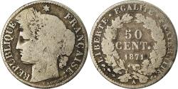 World Coins - Coin, France, Cérès, 50 Centimes, 1871, Paris, , Silver, KM:834.1