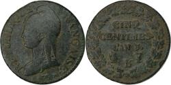 World Coins - France, Directoire, 5 Centimes, Dupré, AN 5, Rouen, Copper,