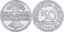 World Coins - GERMANY, WEIMAR REPUBLIC, 50 Pfennig, 1921, Berlin, Aluminum, , KM:27