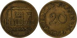 World Coins - SAARLAND, 20 Franken, 1954, Paris, Aluminum-Bronze, , KM:2
