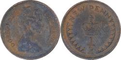 World Coins - Coin, Great Britain, 1/2 New Penny, 1974