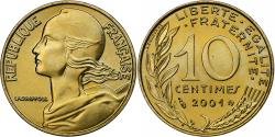 World Coins - France, 10 Centimes, Marianne, 2001, Paris, Série FDC.BU, Aluminum-Bronze